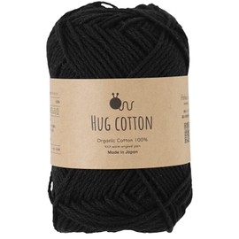 Knitworm Wool Wool 1 Ball Hug Cotton Thick 1.1 oz (30 g) (Approx. 84 m) 100% Cotton, Made in Japan (12. Black)