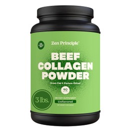 Zen Principle Grass-Fed Agglomerated Hydrolyzed Collagen Peptides 3 lb. Anti-Aging Protein Powder for Healthy Hair, Skin & Joints. Paleo and Keto Friendly, GMO and Gluten Free, Pasture-Raised Bovine.