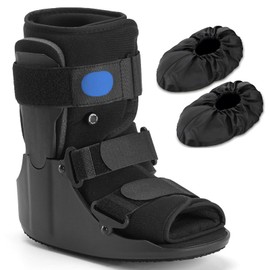 Walking Fracture Boot, Air Cam Walker Orthopaedic Boot for Sprained Ankle Short, Air Brace for Broken Foot Achilles Tendon Injury Black(L)