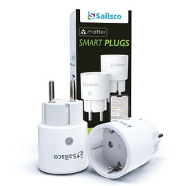 sailsco Sailsco Matter Smart Steckdosen mit Stromverbrauch,Smart Home WiFi Steckdose,Funktioniert Apple HomeKit,Alexa und Google,Sprachsteuerung,Fernzugriff,Kein Hub notwendig,Mini 2Pack