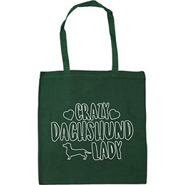 Hippowarehouse Crazy Dachshund lady dog Tote Shopping Gym Beach Bag 42cm x38cm, 10 litres