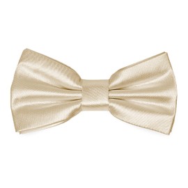 Ladeheid Children's Boys Bow Tie - Pre-Tied Adjustable Band, Shiny Design, Ideal for Wedding, Birthday, School - Durable and Stylish Size 10 cm x 5 cm BKS, beige
