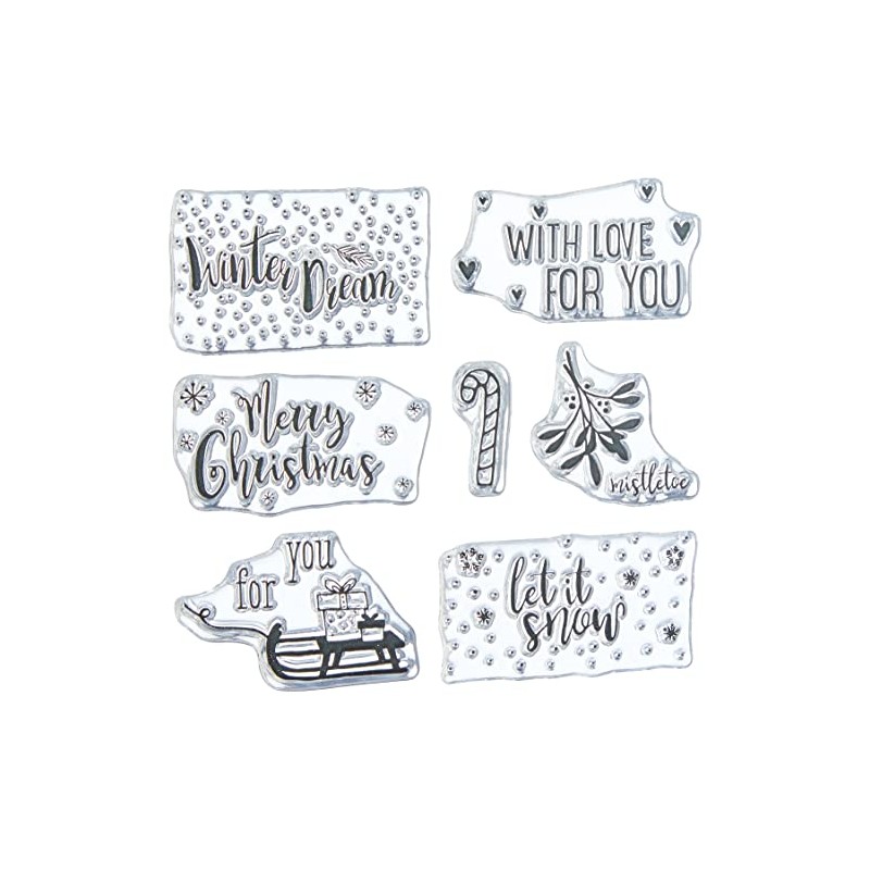 Rayher Clear Stamps - Christmas Greetings, 102,5X97Mm, 7 Motivi, Bus.Blis.