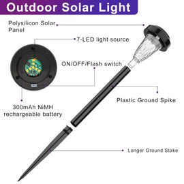 FIFlying 8 x RGB Solar Lights for Outdoor Use