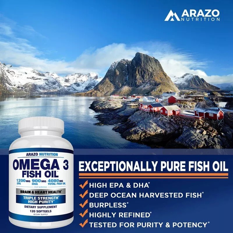 Arazo Nutrition Wild Caught Omega 3 Fish Oil 4,080mg– 120