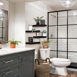 QEEIG Black Floating Shelves Bathroom Shelf Bedroom Kitchen Modern Small Book Shelf for Wall Set of 4 (015-B4)