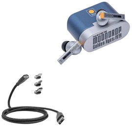 BoxWave Cable Compatible with Moondrop Golden Ages - MagnetoSnap PD AllCharge Cable (100W), Magnet Charging Braided USB Type-C Micro - Jet Black