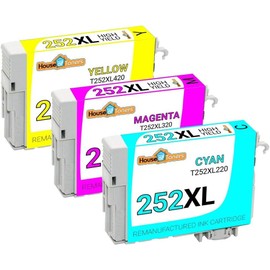 Houseoftoners Remanufactured for Epson 252XL Ink Cartridge High Yield Replacment for Epson 252XL Workforce WF-3620 WF-3640 WF-7110 WF7610 WF-7620-3 Pack (Multicolor)