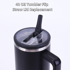2PCS Cup Lid with Straw For 40oz, Leak Proof Lid Cup Lid Replacement Flip Straw Lid Reusable Tumbler Transparent Cover with Straw for Tumbler Gift (B)