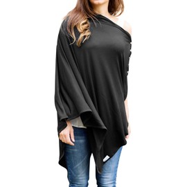 Byrd & Blume Maternity Nursing Cover Breathable Lightweight Breastfeeding Cover Wrap Shawl Scarf Poncho Full 360 (Black, One size)