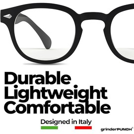 grinderPUNCH Classic Reading Glasses for Women and Men Stylish Lightweight Readers Round Readers for Women and Men (Black, 3.5, x)