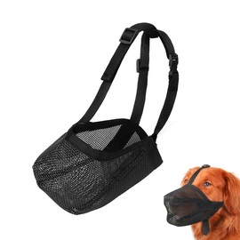 Dog Muzzle Black Mesh Dog Muzzle Adjustable Poison Bait Protection for Dogs Eating Protection Dog Muzzle Against Barking Mouth Loop Dog Anti-Biting and Anti-Licking All-Inclusive Muzzle (Size L)