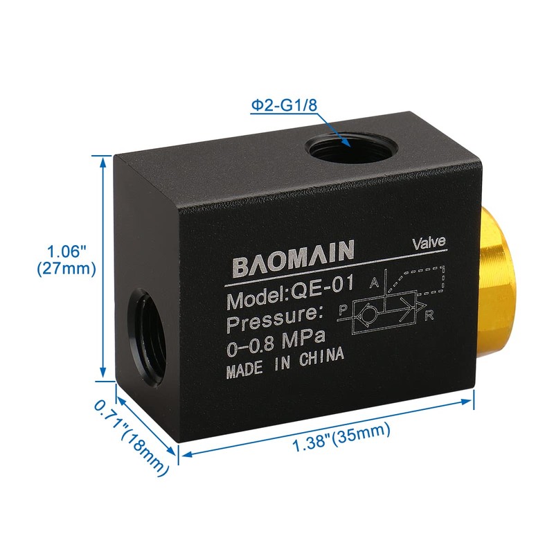 Baomain Pneumatic One Way Quick Exhaust Valve QE-01 1/8PT Inlet