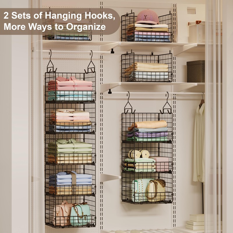 Sonyabecca 5-Tier Hanging Closet Organizer – Black Closet Storage Shelves