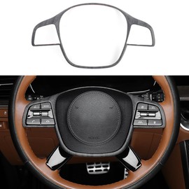 JUIVEEL ABS Car Steering Wheel Frame Cover Steering Wheel Button Panel Protection Frame Molding Trim Compatible with Kia Telluride 2020-2024 Accessories (Wood Grain Style)