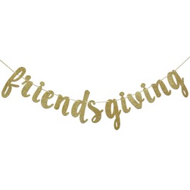 Friendsgiving Gold Glitter Banner, Thanksgiving Friends Party Decoration Photo Props