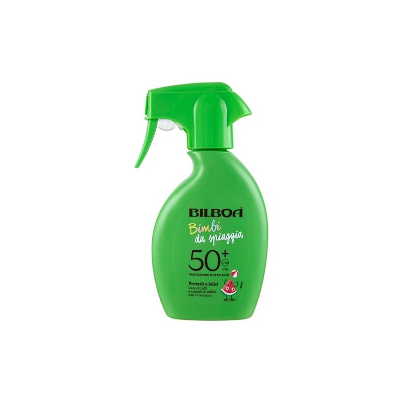Bilboa Strand-Sonnenspray für Kinder, mit LSF 50+, wasserfest und verbrühungsfest,