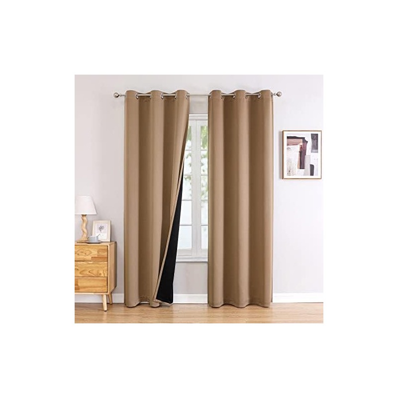 ChrisDowa Cortinas 100 opacas para recámara con forro negro, 2