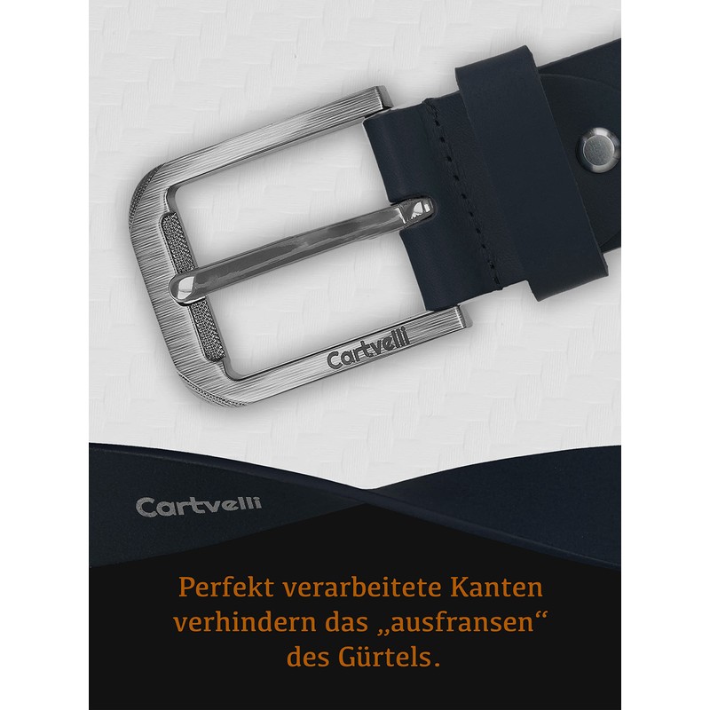 Cartvelli M19bl-85 Men's Premium Leather Belt, Blue, 85 cm, Made