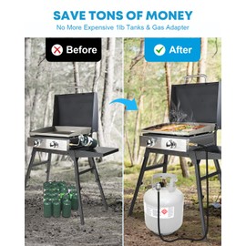 Kohree 6FT Propane Hose with Regulator for Blackstone 17 & 22 Inch Tabletop Griddle, Propane Hose Replacement Parts with Low-Pressure Regulator and Connect to Propane Tank