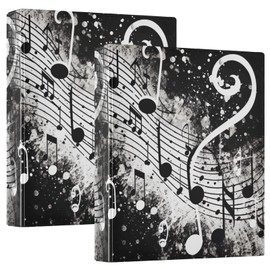 xigua Black Music Notes A4 Ring Binders, A4 Folders 3 Ring Binder to Hold 200 Sheets, D Ring Binders with Clipboard for Home Office Supplies 1 Pack