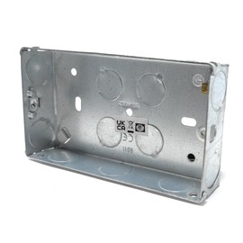 1pcs. 2 Gang Metal Surface Mount Back Box Pattress Box (25mm Deep) Fitted With Earth Terminals