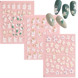 5D Embossed Flower Nail Art Stickers,Self-Adhesive Flowers Nail Decals,Colorful Floral Nail Art, Rose Butterfly Stickers for Nail Art,for Women Manicure Decoration (Flower 6)