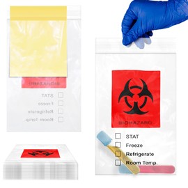 APQ Pack of 100 Biohazard 3 Wall Specimen Bags 6 x 9. Zipper Clear Bags 6x9. Thickness 2 mil. Tear Off Pouch Bags. Attached Document Pouch. Printed Transport Bags for Packaging