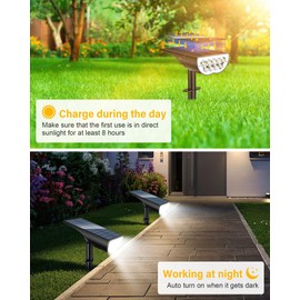 BAXIA TECHNOLOGY Solar Spot Lights Outdoor Waterproof, 3 Lighting Modes Solar Landscape Lights, Dusk to Dawn Spot Light for Yard Garden Pathway Driveway, Warm White, 6 Pack