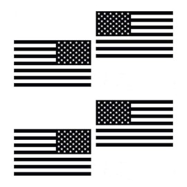 4 Pcs 3x5 Inch Both Sides American Flag Silhouette for Car Bumper, Window, Windshield, Laptop, Cellphone, Tablet. Gift for July 4th, Independence Day, Police, Veterans (USA Flag Black and White)