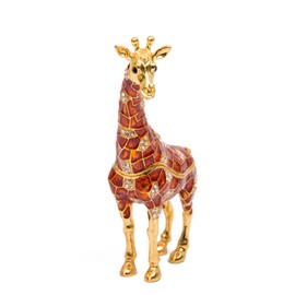 QIFU Vintage Hand Painted Giraffe Enamel Trinket Box Hinged