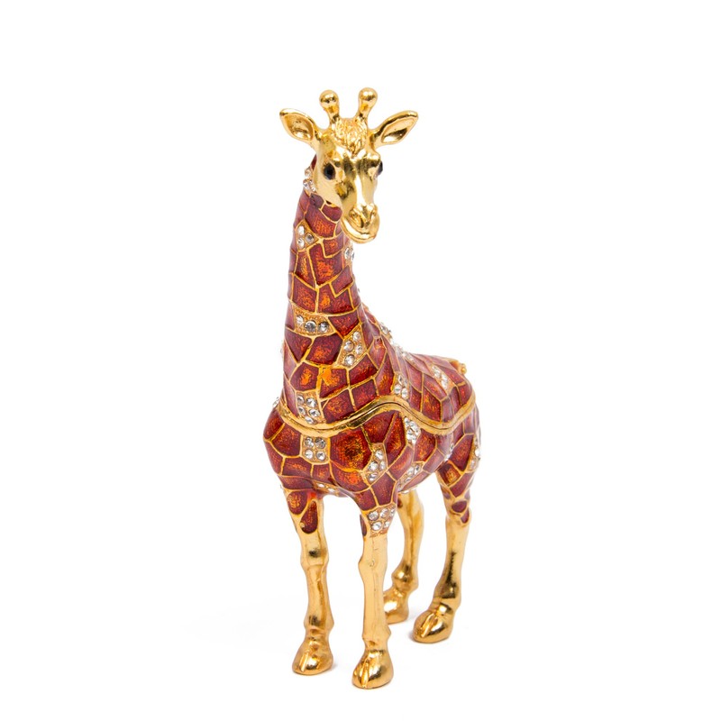 QIFU Vintage Hand Painted Giraffe Enamel Trinket Box Hinged