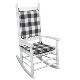 Klear Vu Porch Rocking Chair Cushion Set for Indoor and Outdoor Use, Assembled in The USA, Easy to Clean Stylish Seat and Back Pads with Fabric Ties, 20" x 17" x 2", Jurby Black/White