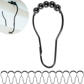 Shower Curtain Rings 12 Pcs Black Ball Slide System 7x3.9cm Size for Shower Curtain Rods Metal Black Rings Shower Curtain Rings Shower Curtain Hooks Metal Rings