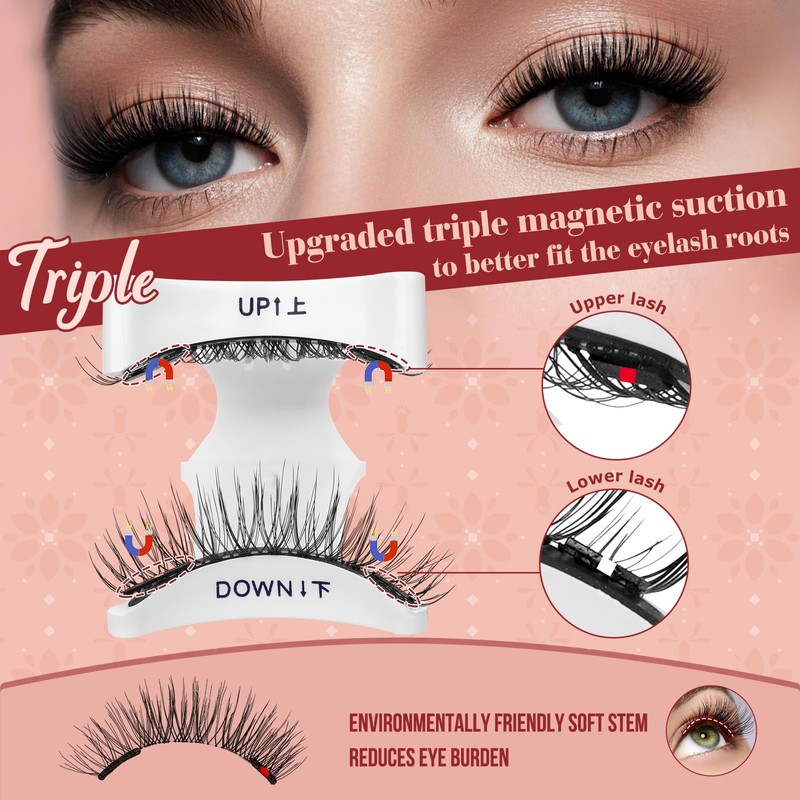 Higu clace Magnetic Eyelashes, Magnetic Eyelashes Without Eyeliner, Magnetic Eyelashes
