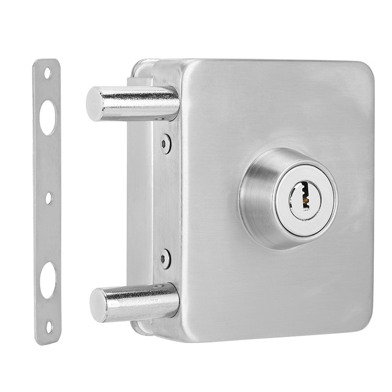Square Single Glass Door Lock Latch Stainless Iron Office Security