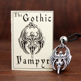 Gothic Nosferatu Necklace - Pewter Vampire Bat Pendant Jewelry
