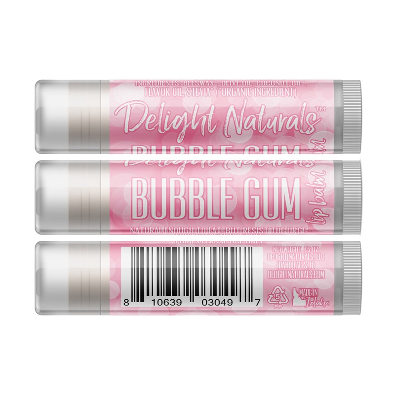 Delight Naturals Bubble Gum Lip Balm - Single Tube