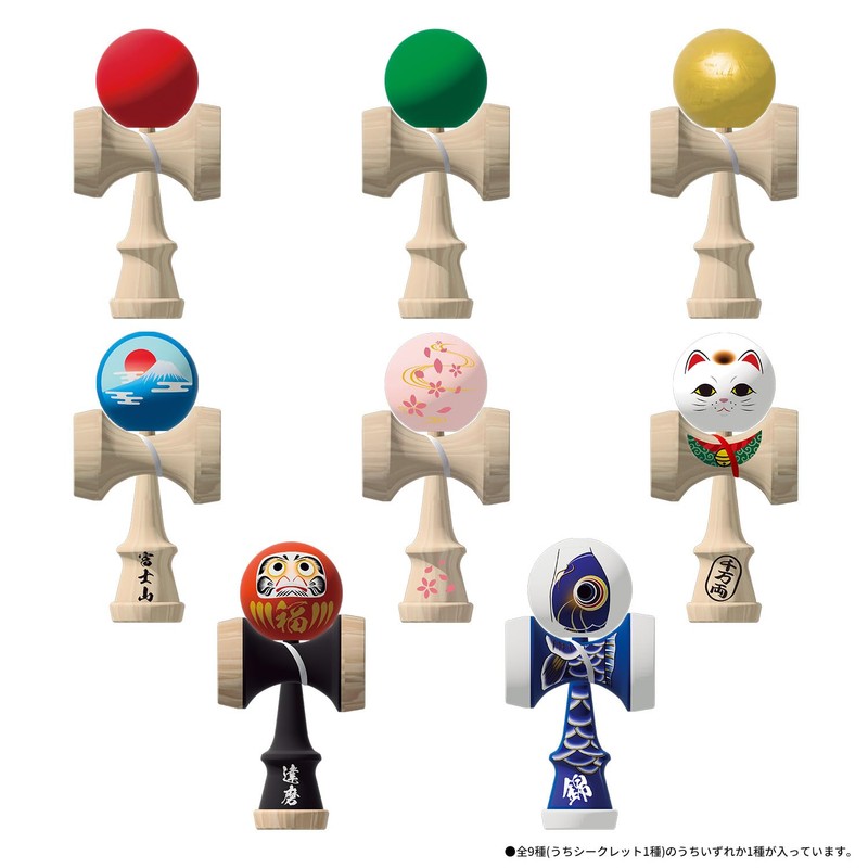 Bandai Collectible Mini Kendama BASIC & Japan (Box of 9