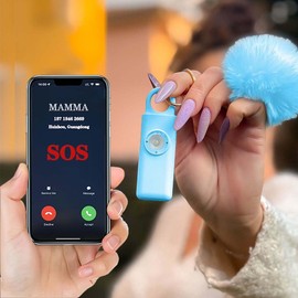 Panic Alarm Keychain, Anti-Aggression Device SOS Automatic Calling, Instant Sending GPS Position, Siren 130dB, Personal Defense and Self-Defense for Women, Children and the Elderly (Blue)