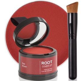 Hairline Powder - Hair Root Dye - Root Touch Up Powder for Thin Hair - Enhance Hairline Powder - Instantly Hair Color Shadow Cover Gray Hair Root - Hair Touch-Up, Includes Brush (Red Borwn, 4g)