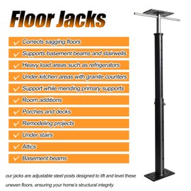 House Floor Jack, 19-38 inches Height Range, Adjustable Post Pole Jacks for Leveling, Joist Beam Basement Jack for House Foundation Temporary Support, 3-5 ton Capacity Floor Jack