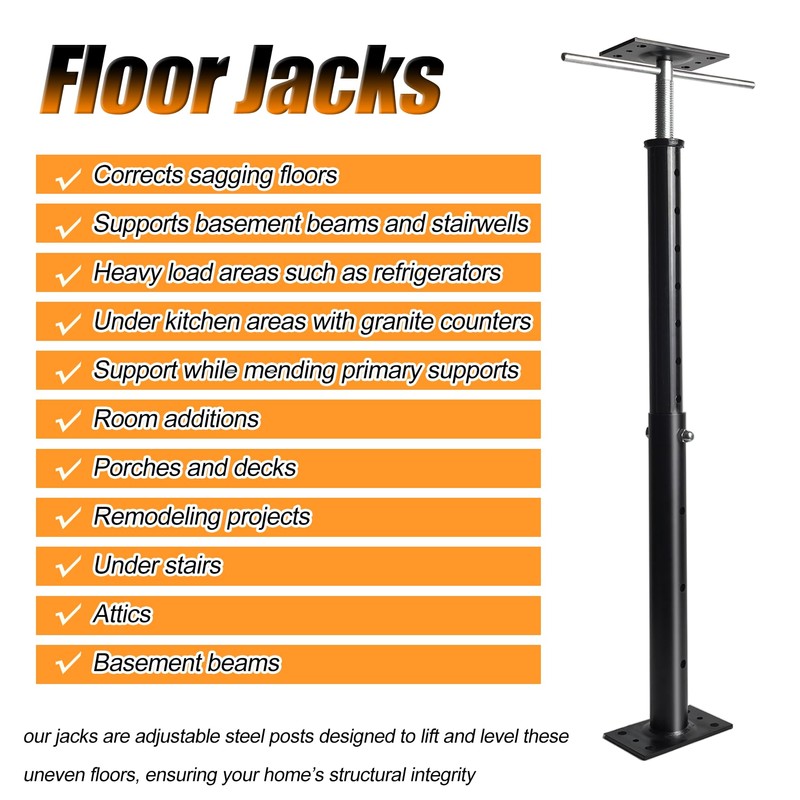 House Floor Jack, 19-38 inches Height Range, Adjustable Post Pole