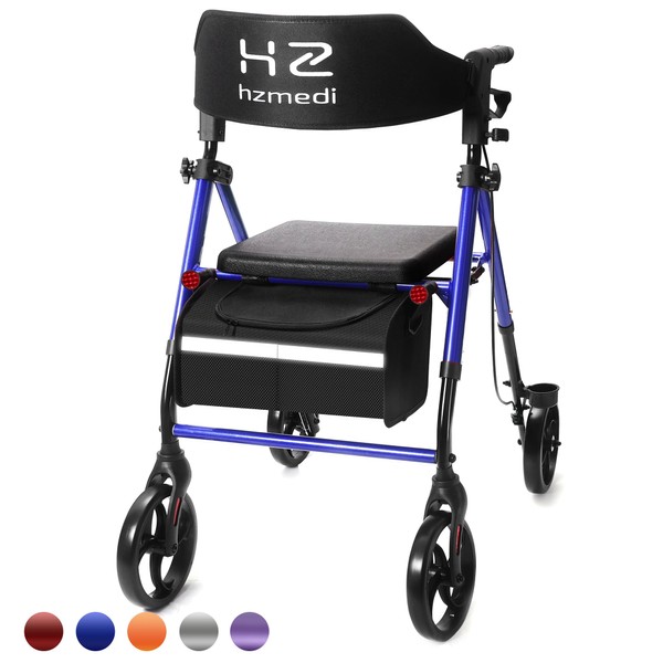 Walkers for Seniors Lightweight with Seat Foldable, Blue Frame 8"