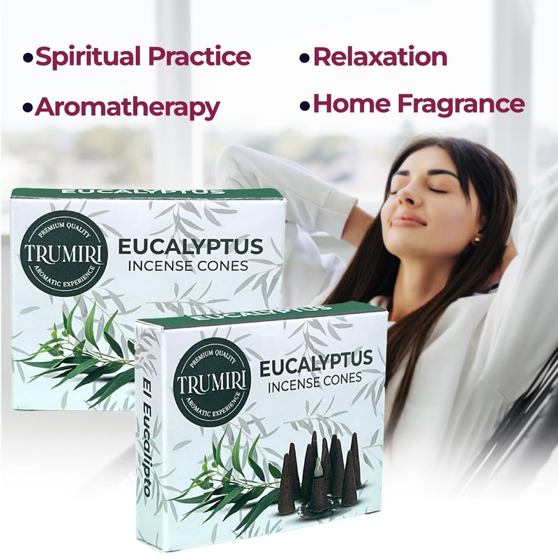 TRUMIRI Eucalyptus Incense Cones - Total 20 Cone Incense -