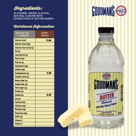 Goodman's Butter Extract - Gluten-Free, Non-GMO, Low Carb & Calorie, No Artificial Color - Safe for Dairy Sensitivities, Ideal for Baking - 1 Pint