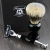 Haryali London 3 Edge Shaving Razor With Silver Tip Badger