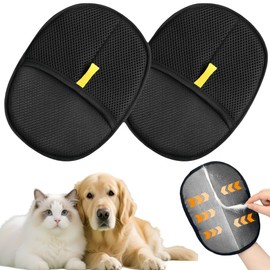 OCTKITE Pet Hair Removal Glove, 2 Pcs Pet Hair Removal Glove for Cats & Dogs, Reusable Electrostatic Hair Remover Grooming Glove Brush Tool for Furniture Bed Sheets Couch Clothes Carpet Car Seat