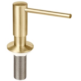 EADOT Brushed Gold Built in Dish Soap Dispenser for Kitchen Sink with 17 OZ PET Soap Bottle Refill from The Top, Under Counter Brass Pump Head Liquid Lotion Dispenser, Undermount Copper Pump Head