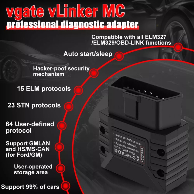 Vgate vLinker MC Bluetooth OBD2 Diagnostic Scanner Tool for Android